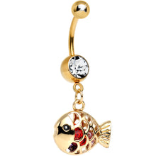 Load image into Gallery viewer, Multi Cubic Zirconia Gold Plated Glamorous Goldfish Dangle Belly Ring
