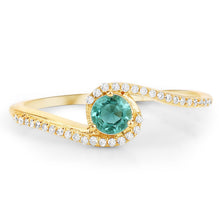 Load image into Gallery viewer, 0.33 Carat Genuine Zambian Emerald and White Diamond 14K Yellow Gold Ring
