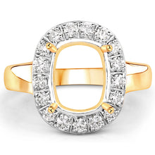 Load image into Gallery viewer, 0.51 Carat Genuine White Diamond 14K Yellow Gold Semi Mount Ring - holds 10x8mm Cushion Gemstone
