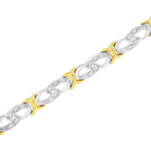Load image into Gallery viewer, 10k Yellow Gold Plated Sterling Silver 1/4 cttw Diamond Infinity and X Link Bracelet (I-J Clarity, I2-I3 Color) - Size 7.25"
