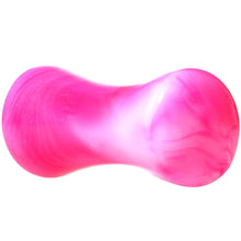 Load image into Gallery viewer, Acrylic Pink and White Marbled Saddle Plug 6G to 1 Inch
