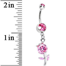 Load image into Gallery viewer, Pink Gem Cheerful Tulip Flower Dangle Belly Ring
