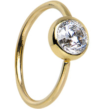 Load image into Gallery viewer, 20G 5/16 Clear CZ Solid 14K Yellow Gold Hoop Ring
