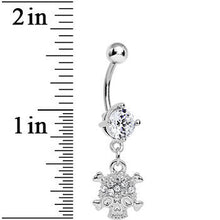 Load image into Gallery viewer, Clear Gem Crystal Pirate Skull and Crossbones Dangle Belly Ring
