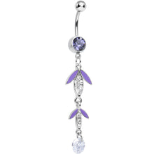 Load image into Gallery viewer, Purple Clear Crystal Teardrops in the Rain Dangle Belly Ring
