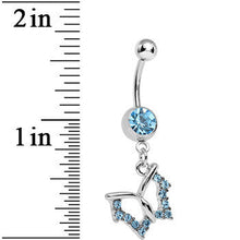 Load image into Gallery viewer, Aqua Crystal Open Wing Graceful Butterfly Dangle Belly Ring
