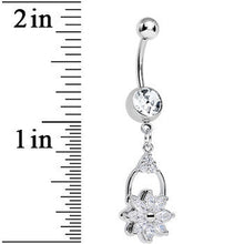 Load image into Gallery viewer, Clear Cubic Zirconia Mystery Garden Door Knocker Dangle Belly
