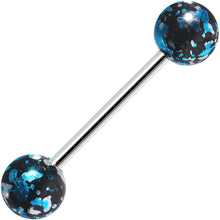 Load image into Gallery viewer, 316L Steel Aqua Black Enamel Metallic Splash Barbell Tongue Ring
