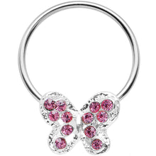 Load image into Gallery viewer, 16G 7/16 Pink Gem Soaring Butterfly BCR Captive Ring
