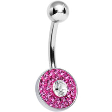 Load image into Gallery viewer, Pink Gem Medallion with Round Clear Gem Core Belly Ring
