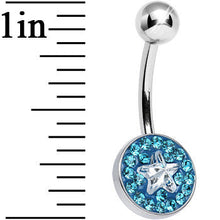 Load image into Gallery viewer, Aqua Gem Medallion with Clear Gem Star Core Belly Ring
