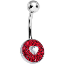 Load image into Gallery viewer, Red Gem Medallion with Clear Gem Heart Core Belly Ring
