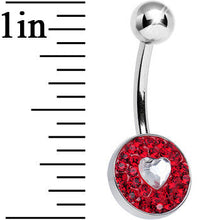 Load image into Gallery viewer, Red Gem Medallion with Clear Gem Heart Core Belly Ring
