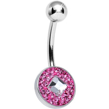 Load image into Gallery viewer, Pink Gem Medallion with Clear Gem Diamond Core Belly Ring

