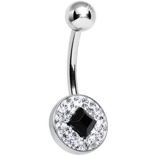 Load image into Gallery viewer, Clear Gem Medallion with Black Gem Diamond Core Belly Ring
