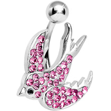 Load image into Gallery viewer, Pink Gem Paved Sparkling Songbird Belly Ring
