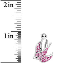 Load image into Gallery viewer, Pink Gem Paved Sparkling Songbird Belly Ring
