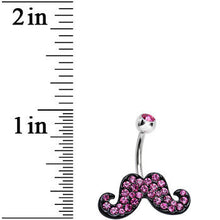 Load image into Gallery viewer, Pink Gem Studded Sparkling Dark Mustache Belly Ring
