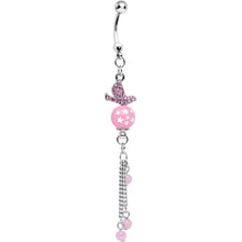 Load image into Gallery viewer, Pink Gem Flying Dove of Life and Stars Dangle Belly Ring
