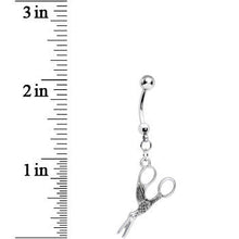 Load image into Gallery viewer, Stainless Steel Optical Illusion Scissor Dangle Belly Ring

