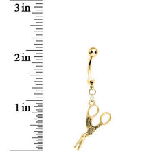 Load image into Gallery viewer, Gold Plated Optical Illusion Scissor Dangle Belly Ring
