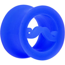 Load image into Gallery viewer, 5/8 Blue Silicone Dapper Mustache Tunnel Plug
