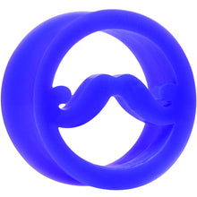 Load image into Gallery viewer, 7/8 Blue Silicone Dapper Mustache Tunnel Plug
