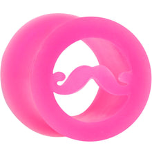 Load image into Gallery viewer, 1/2 Pink Silicone Dapper Mustache Tunnel Plug
