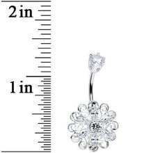 Load image into Gallery viewer, 925 Sterling Silver Clear CZ Kaleidoscope Flower Belly Ring
