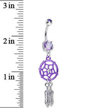 Load image into Gallery viewer, Purple Gem Summer Twilight Dreamcatcher Dangle Belly Ring
