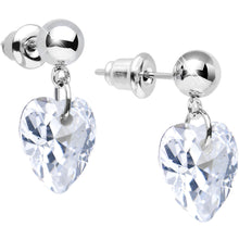 Load image into Gallery viewer, Clear Cubic Zirconia Sparkling Swinging Heart Dangle Post Earrings
