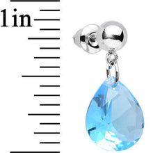 Load image into Gallery viewer, Aqua Cubic Zirconia Warm Springtime Raindrop Dangle Post Earrings
