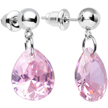 Load image into Gallery viewer, Pink Cubic Zirconia Warm Springtime Raindrop Dangle Post Earrings
