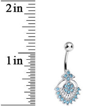 Load image into Gallery viewer, Aqua Crystal Sparkling Victoriana Opera Fan Belly Ring
