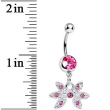 Load image into Gallery viewer, Pink Gem New Orleans Mardi Gras Mask Dangle Belly Ring
