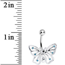 Load image into Gallery viewer, Aqua Gem Summer Solstice Hollow Wing Butterfly Belly Ring
