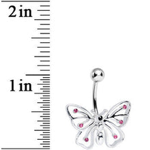 Load image into Gallery viewer, Pink Gem Summer Solstice Hollow Wing Butterfly Belly Ring
