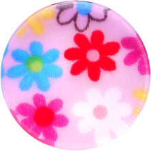 Load image into Gallery viewer, 20mm Acrylic Pink Multicolored Flower Power Saddle Plug
