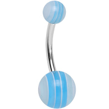 Load image into Gallery viewer, Acrylic Summertime Sky Blue Striped Belly Ring
