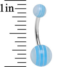 Load image into Gallery viewer, Acrylic Summertime Sky Blue Striped Belly Ring

