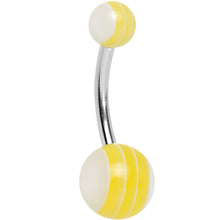 Load image into Gallery viewer, Acrylic Dandelion Yellow Striped Belly Ring
