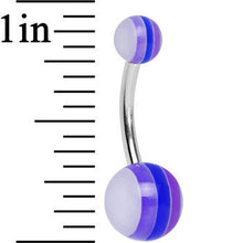 Load image into Gallery viewer, Acrylic Ambient Double Toned Purple Striped Belly Ring
