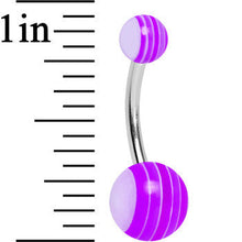 Load image into Gallery viewer, Acrylic Deep Ultra Violet Striped Belly Ring
