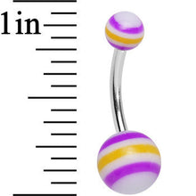 Load image into Gallery viewer, Acrylic Pink and Yellow Tranquil Sunset Striped Belly Ring
