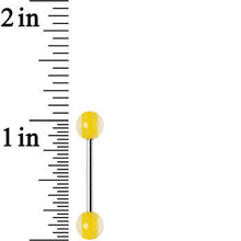 Load image into Gallery viewer, 14G Acrylic Ideal Sunny Yellow Stripe Straight Barbell Tongue Ring
