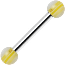 Load image into Gallery viewer, 18G Acrylic Eureka Yellow Stripe Straight Barbell Eyebrow Ring
