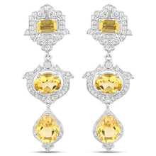 Load image into Gallery viewer, 6.63 Carat Genuine Citrine and White Topaz .925 Sterling Silver Earrings
