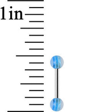 Load image into Gallery viewer, 18G Acrylic Frosty Blue Stripe Straight Barbell Eyebrow Ring
