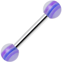Load image into Gallery viewer, 18G Acrylic Plum Purple Stripe Straight Barbell Eyebrow Ring
