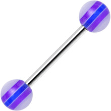Load image into Gallery viewer, 14G Acrylic Purple Deepness Stripe Straight Barbell Tongue Ring
